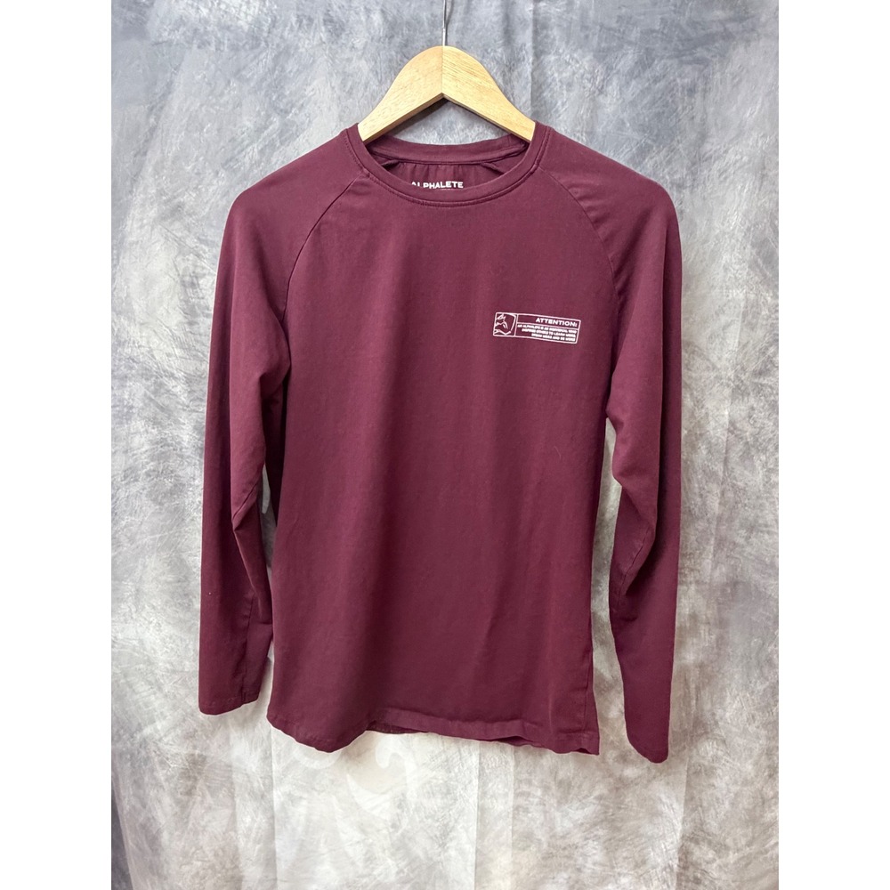Alphalete Athletics Womens Performance Fit Long Sleeve Shirt Maroon Wolf Graphic